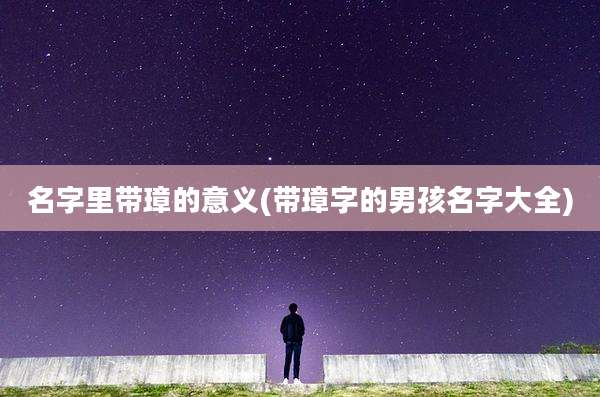 名字里带璋的意义(带璋字的男孩名字大全)