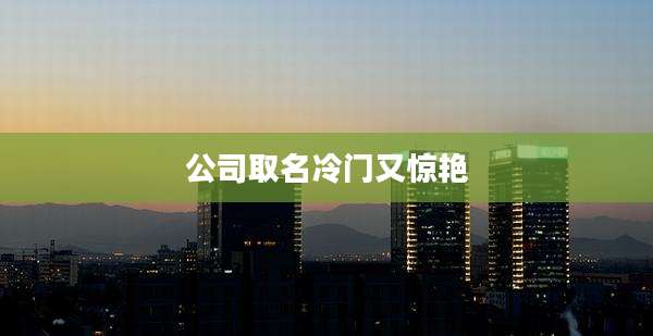公司取名冷门又惊艳