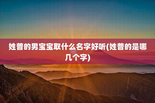 姓普的男宝宝取什么名字好听(姓普的是哪几个字)