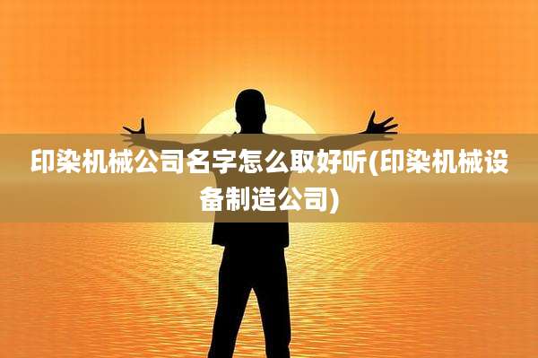 印染机械公司名字怎么取好听(印染机械设备制造公司)