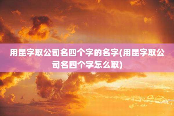 用昆字取公司名四个字的名字(用昆字取公司名四个字怎么取)