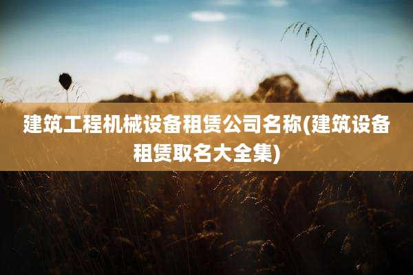 建筑工程机械设备租赁公司名称(建筑设备租赁取名大全集)