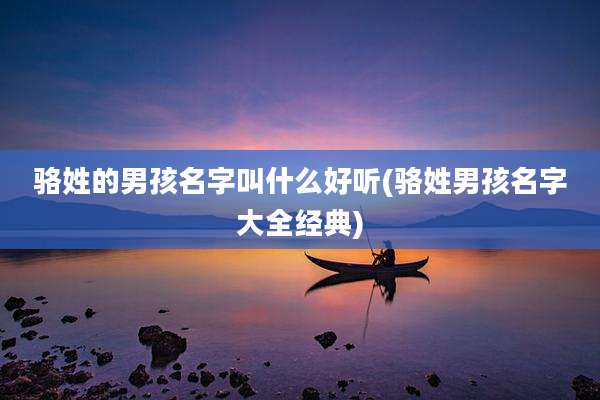 骆姓的男孩名字叫什么好听(骆姓男孩名字大全经典)