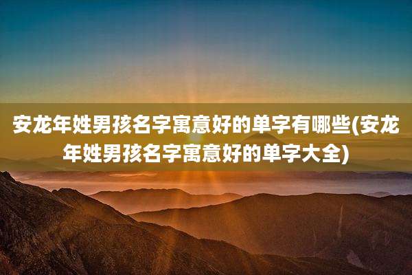 安龙年姓男孩名字寓意好的单字有哪些(安龙年姓男孩名字寓意好的单字大全)