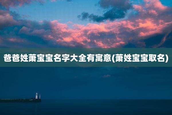 爸爸姓萧宝宝名字大全有寓意(萧姓宝宝取名)