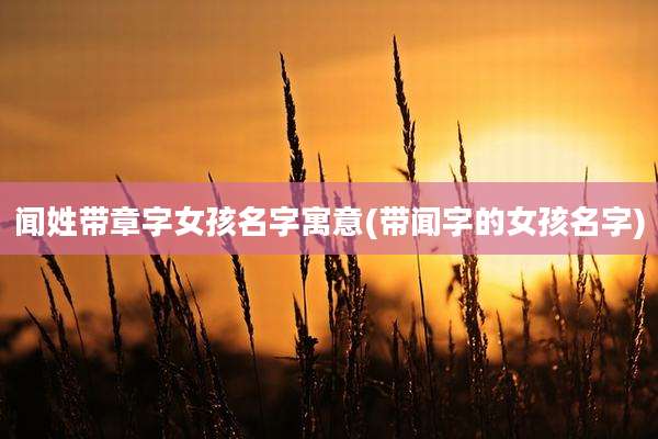 闻姓带章字女孩名字寓意(带闻字的女孩名字)