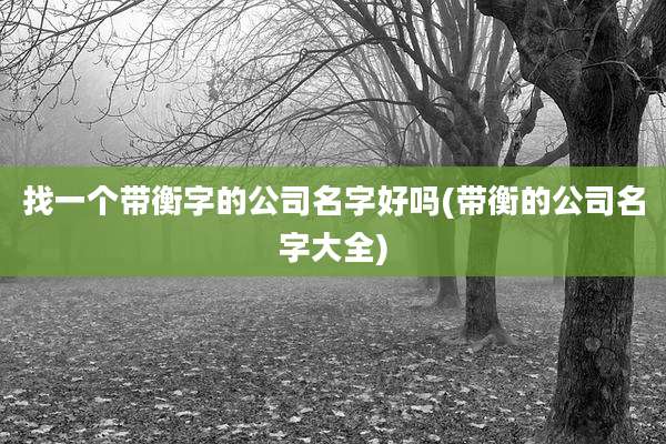 找一个带衡字的公司名字好吗(带衡的公司名字大全)
