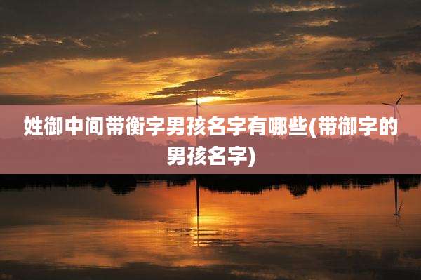 姓御中间带衡字男孩名字有哪些(带御字的男孩名字)