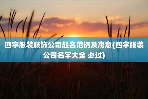 四字服装服饰公司起名范例及寓意(四字服装公司名字大全 必过)