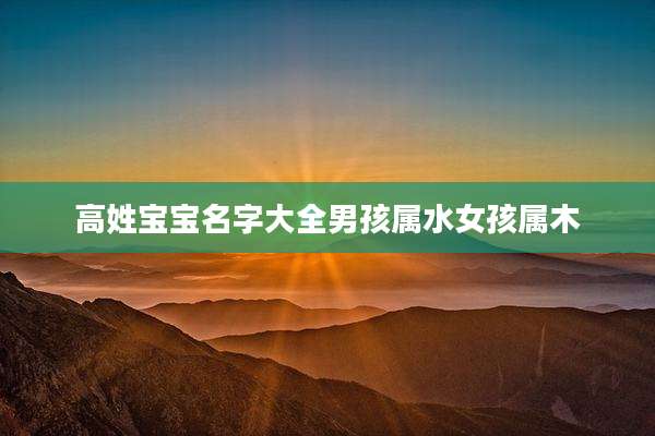高姓宝宝名字大全男孩属水女孩属木