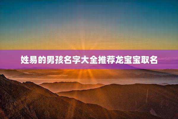 姓易的男孩名字大全推荐龙宝宝取名