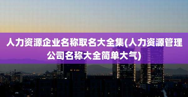 人力资源企业名称取名大全集(人力资源管理公司名称大全简单大气)