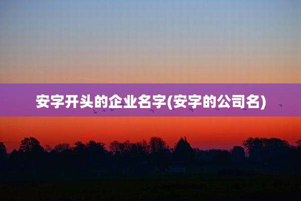 安字开头的企业名字(安字的公司名)