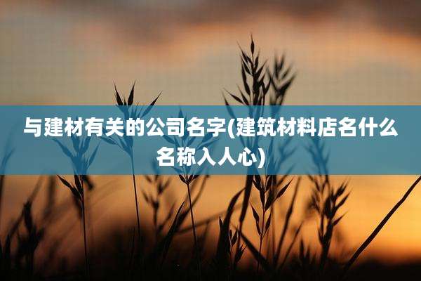 与建材有关的公司名字(建筑材料店名什么名称入人心)