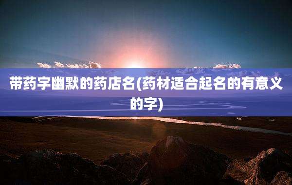 带药字幽默的药店名(药材适合起名的有意义的字)