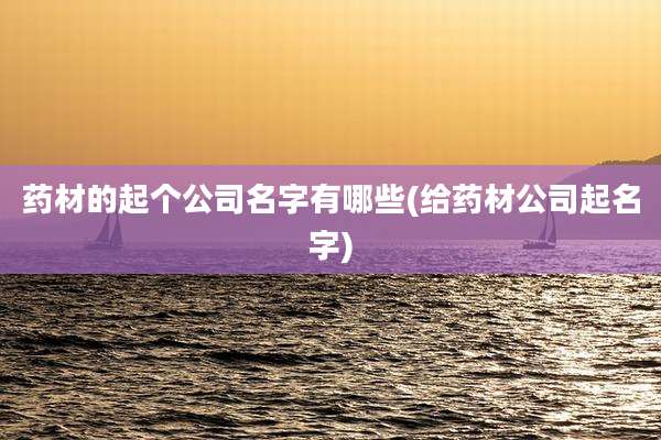药材的起个公司名字有哪些(给药材公司起名字)