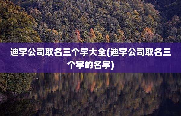 迪字公司取名三个字大全(迪字公司取名三个字的名字)