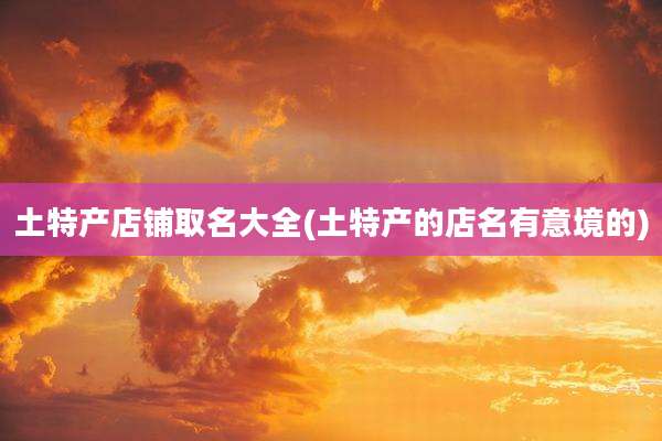 土特产店铺取名大全(土特产的店名有意境的)