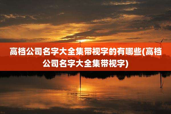 高档公司名字大全集带视字的有哪些(高档公司名字大全集带视字)