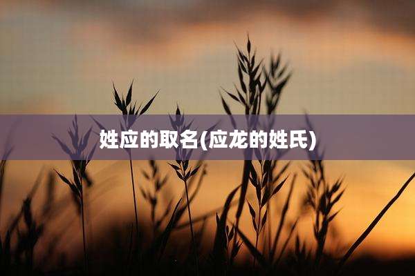 姓应的取名(应龙的姓氏)