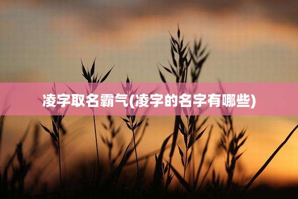 凌字取名霸气(凌字的名字有哪些)