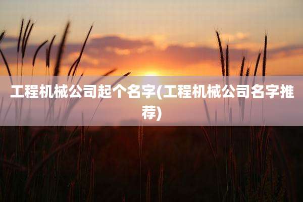 工程机械公司起个名字(工程机械公司名字推荐)