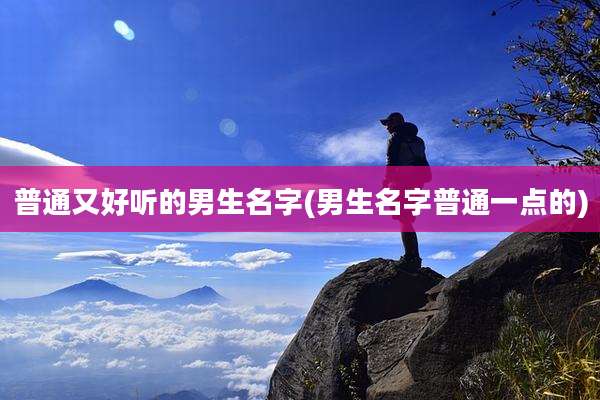 普通又好听的男生名字(男生名字普通一点的)