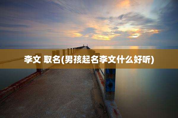 李文 取名(男孩起名李文什么好听)
