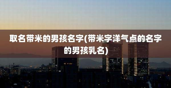 取名带米的男孩名字(带米字洋气点的名字的男孩乳名)