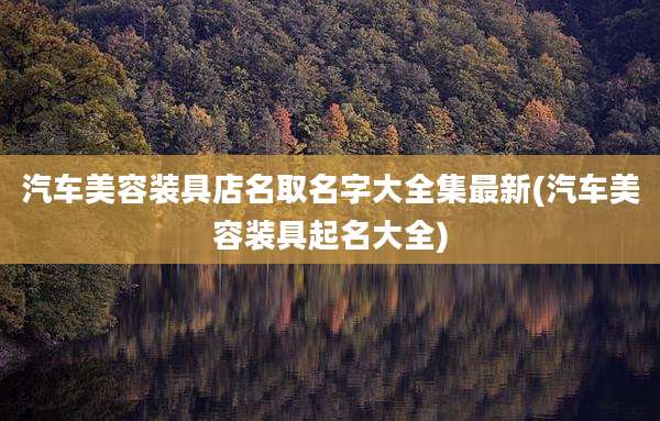 汽车美容装具店名取名字大全集最新(汽车美容装具起名大全)