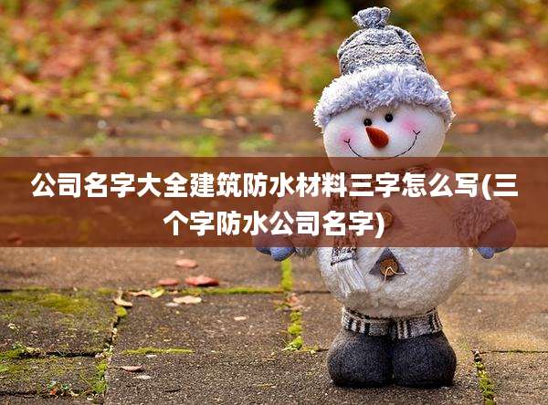 公司名字大全建筑防水材料三字怎么写(三个字防水公司名字)