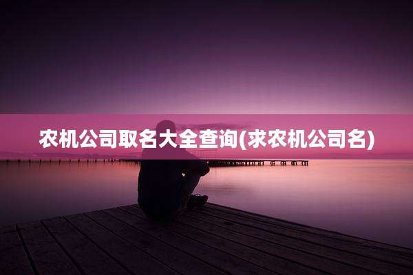 农机公司取名大全查询(求农机公司名)