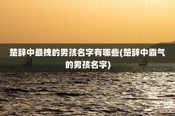 楚辞中最拽的男孩名字有哪些(楚辞中霸气的男孩名字)