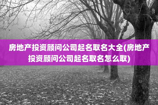 房地产投资顾问公司起名取名大全(房地产投资顾问公司起名取名怎么取)