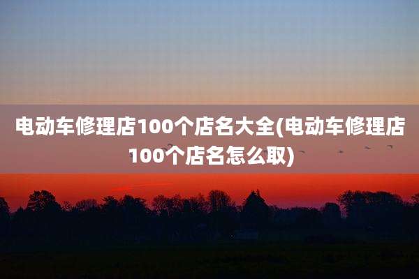 电动车修理店100个店名大全(电动车修理店100个店名怎么取)