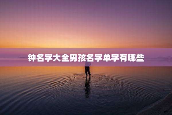 钟名字大全男孩名字单字有哪些