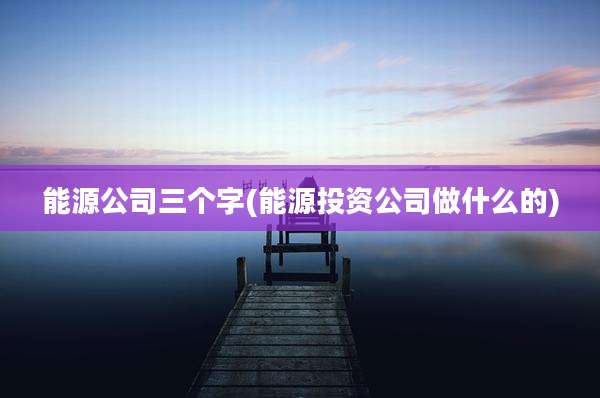 能源公司三个字(能源投资公司做什么的)