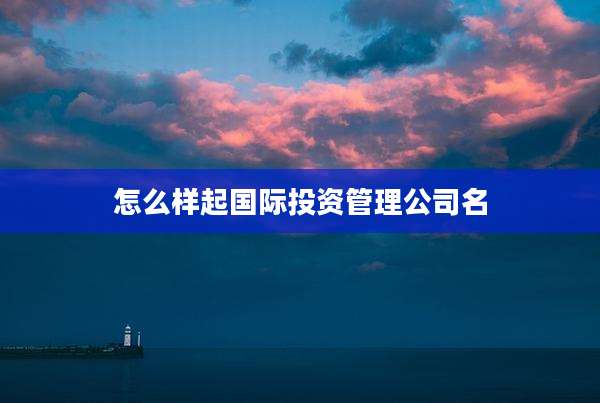 怎么样起国际投资管理公司名