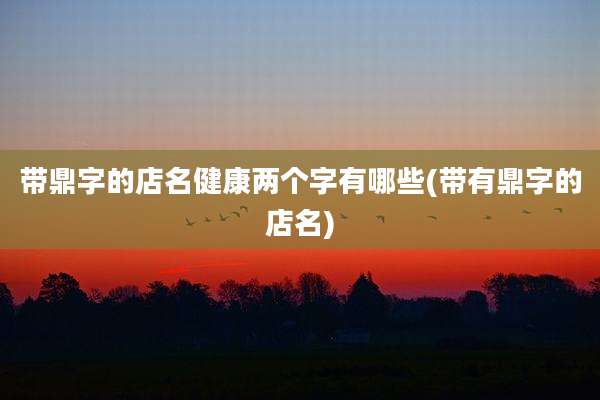 带鼎字的店名健康两个字有哪些(带有鼎字的店名)