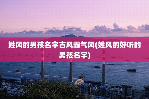 姓风的男孩名字古风霸气风(姓风的好听的男孩名字)