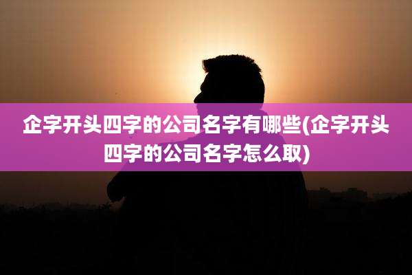 企字开头四字的公司名字有哪些(企字开头四字的公司名字怎么取)
