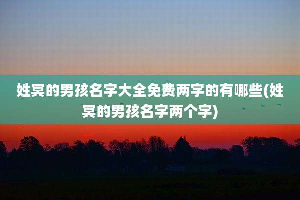 姓冥的男孩名字大全免费两字的有哪些(姓冥的男孩名字两个字)