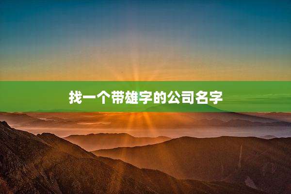 找一个带雄字的公司名字