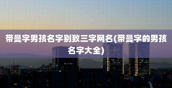 带曼字男孩名字别致三字网名(带曼字的男孩名字大全)