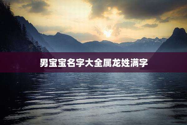 男宝宝名字大全属龙姓满字