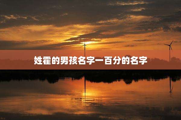 姓霍的男孩名字一百分的名字