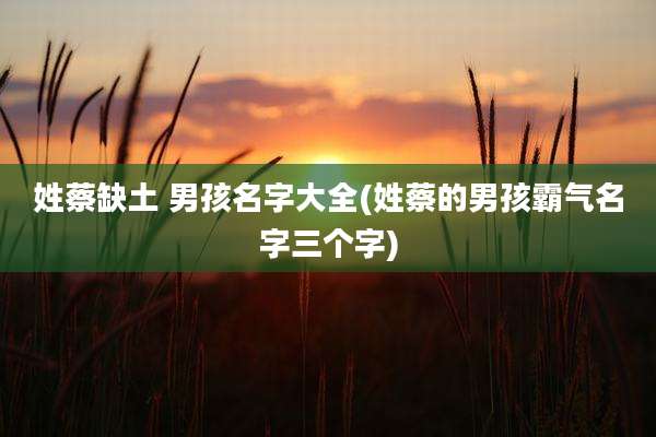姓蔡缺土 男孩名字大全(姓蔡的男孩霸气名字三个字)