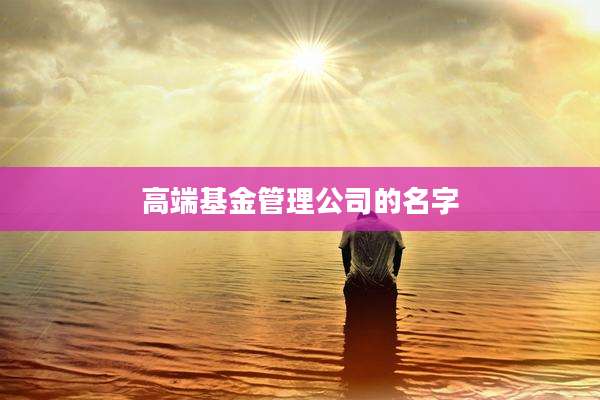 高端基金管理公司的名字