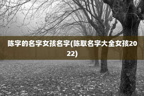 陈字的名字女孩名字(陈取名字大全女孩2022)