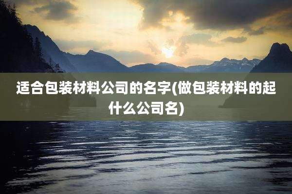 适合包装材料公司的名字(做包装材料的起什么公司名)
